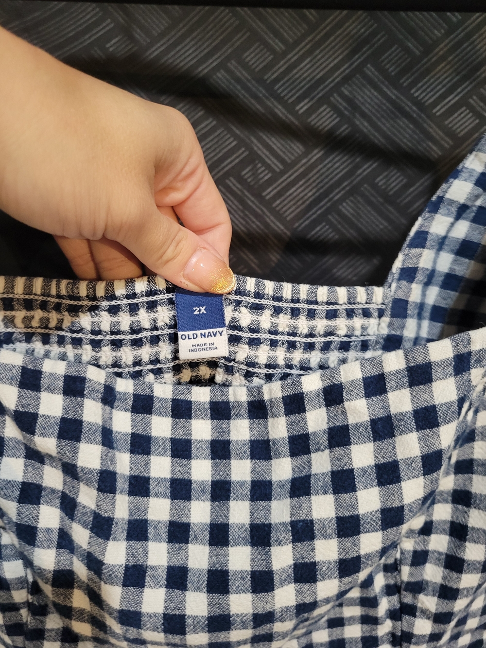 Plus 2X blue & white Gingham sleeveless dress by Old Navy Linen Blend - Picture 2 of 5